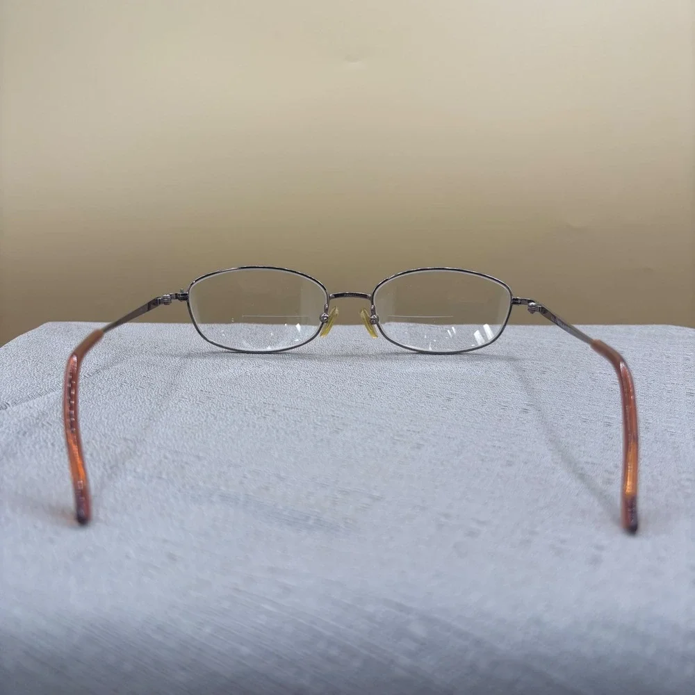 Elle Gunmetal Oval Eyeglasses Frames 53-17-135 Y2K Office Siren Aesthetic